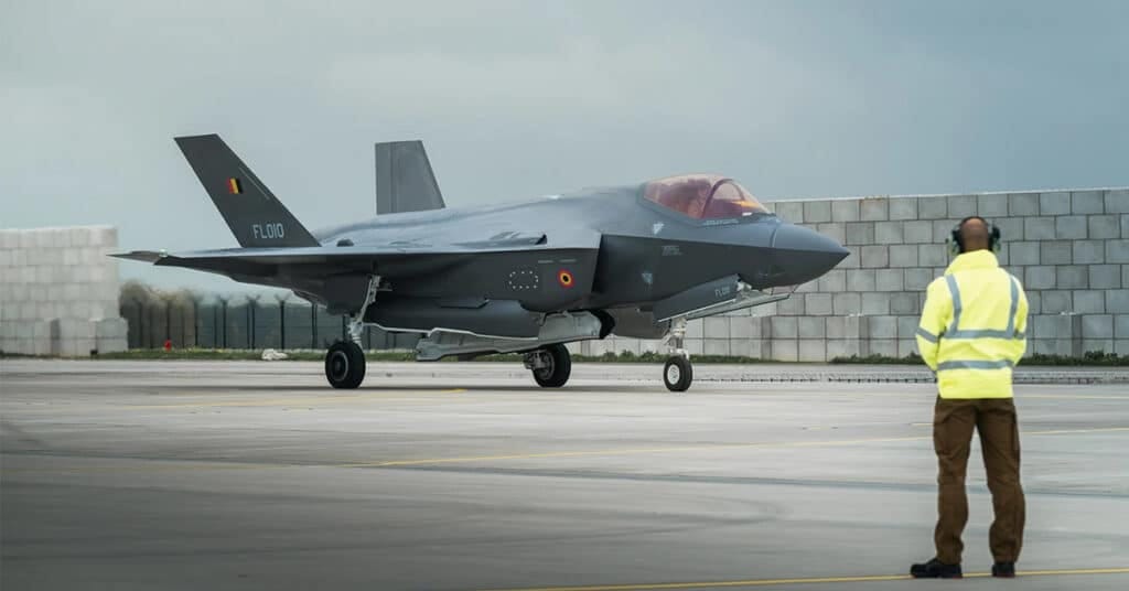 De aankomst van de nieuwe F-35. Foto Adrien Muylaert via mil.be