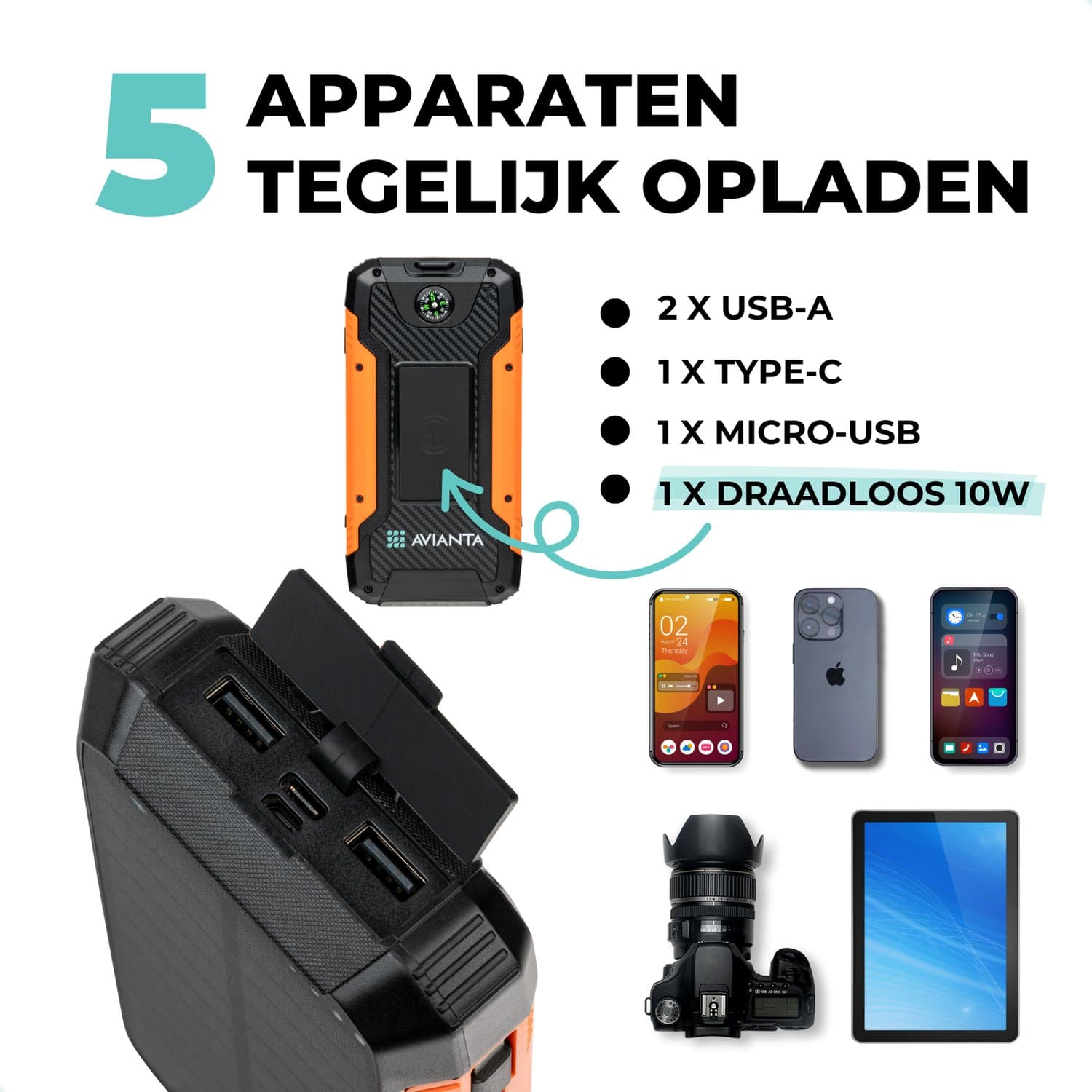 Avianta Solar powerbank 27.000 mAh