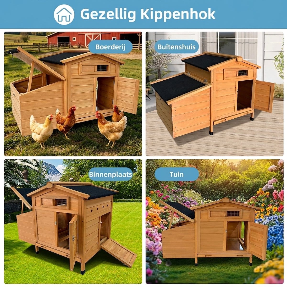 Rolipo Verhoogd kippenhok met legnest